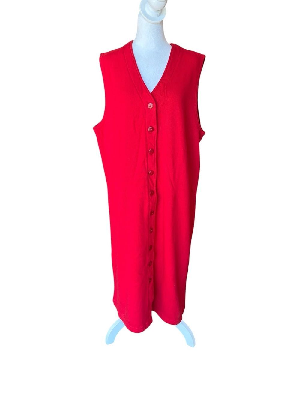 Coldwater Creek Red Cotton Sleeveless Vest Style Midi Maxi Dress Womens Size 1X